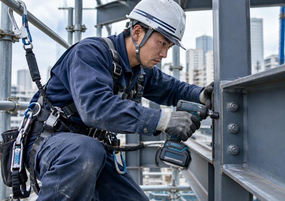 鉄骨の組み立て作業をする鳶職人のイメージ
